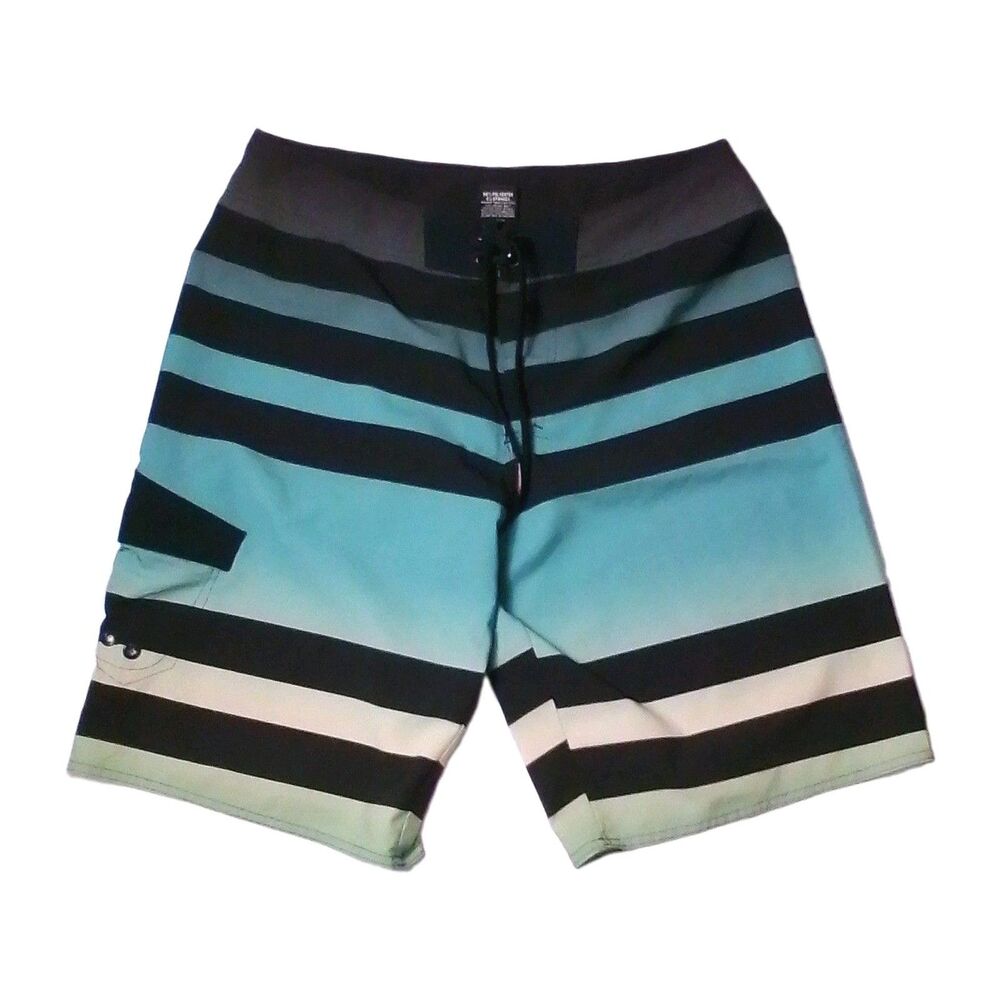 Tony Hawk Mens 34 Boardshorts Blue Green Swim Trunks Surf Skate Beach Large